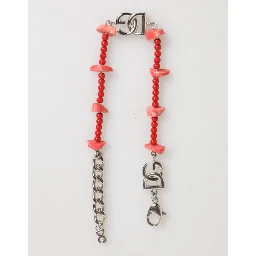 Silver Tone Brass Beaded Resin DG Logo Chain Men Bracelet