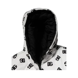 White DG Monogram Hooded Puffer Jacket