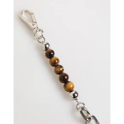 Silver Chain Brass Beaded Lobster Clasp Logo Men Bracelet