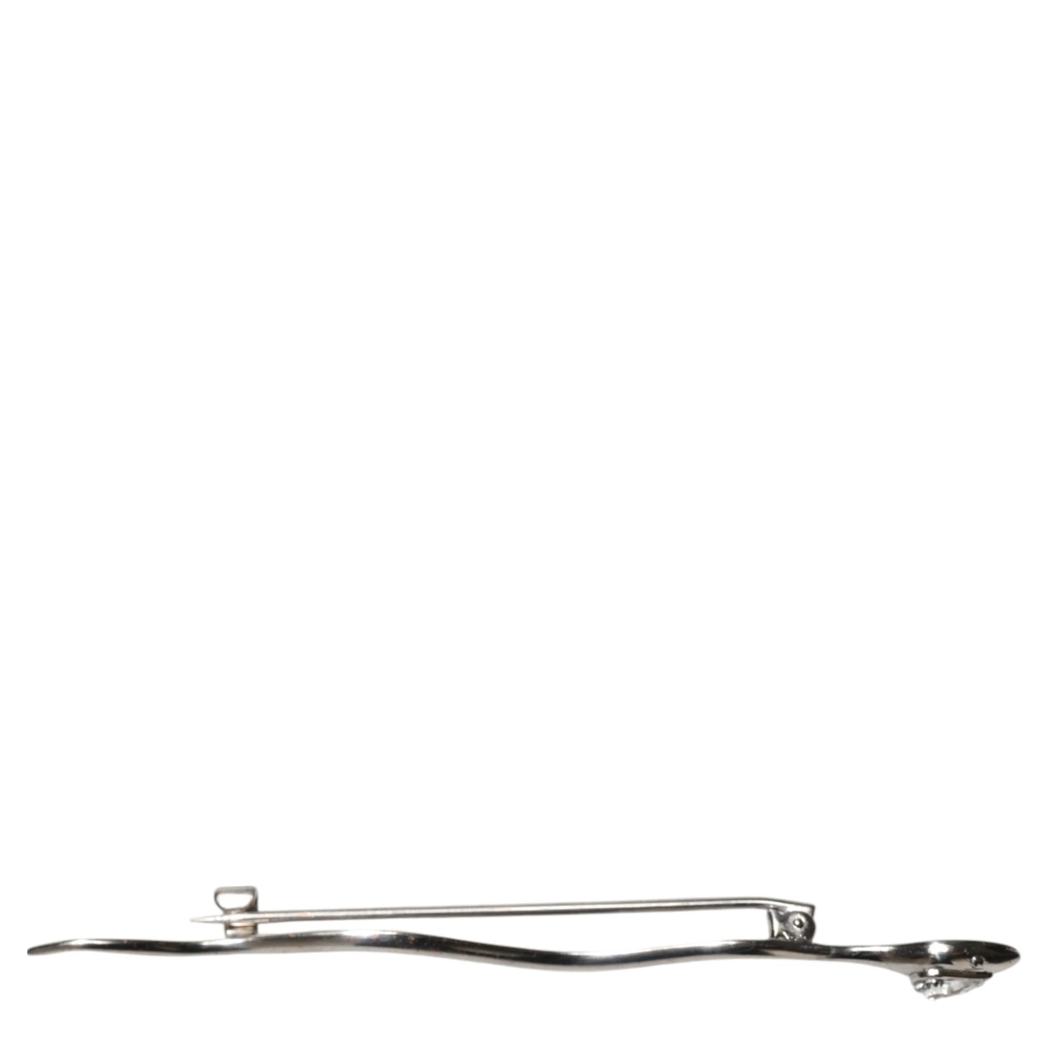 Silver Brass Crystal Spilla Serpente Mens Brooch Pin