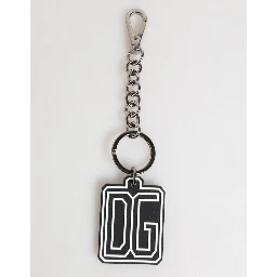 Black White DG Rubber Logo Silver Men Keychain Keyring