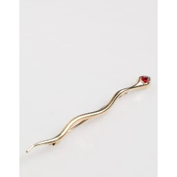 Gold Brass Red Crystal Spilla Serpente Mens Brooch Pin