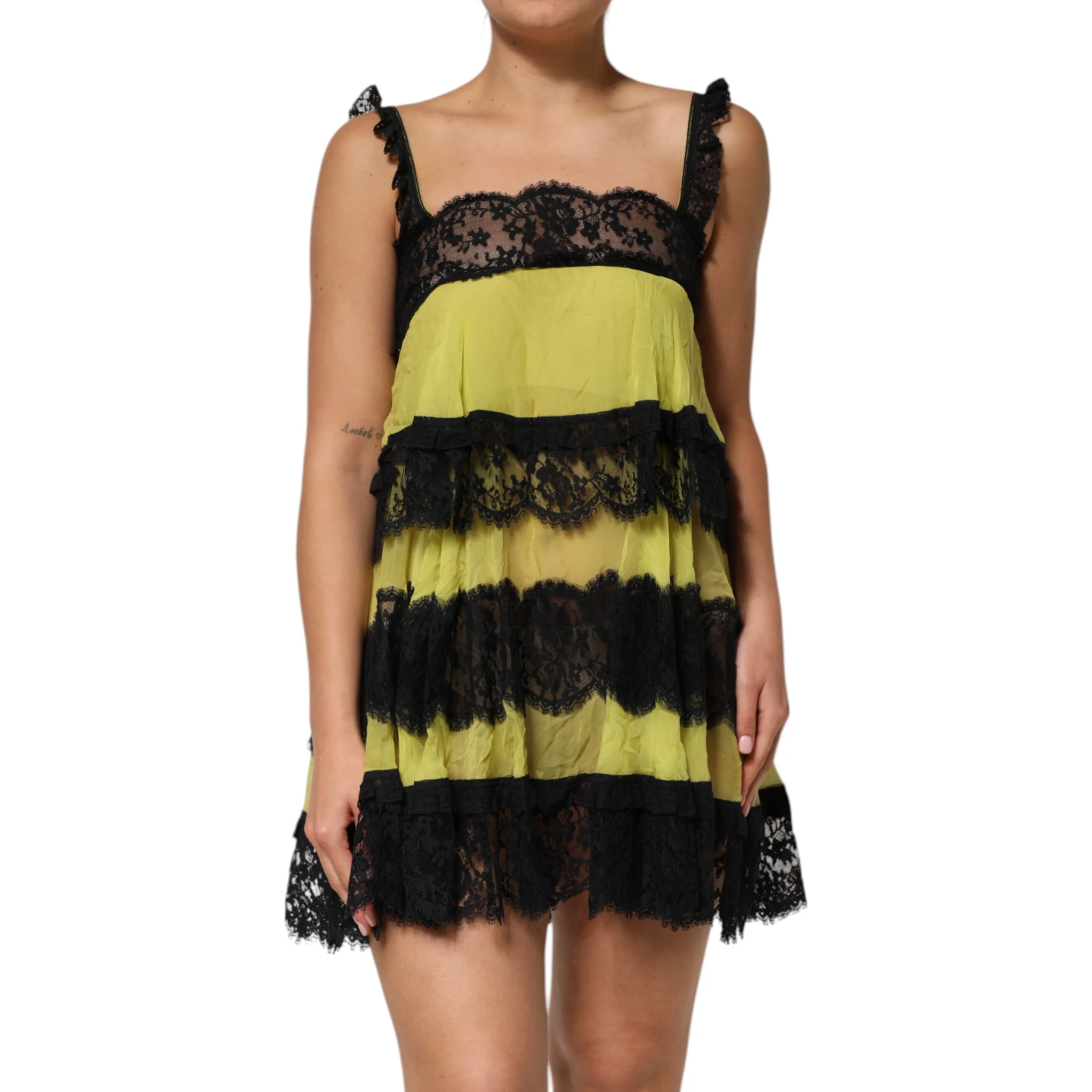 Yellow Black Babydoll Chemise Lingerie Dress