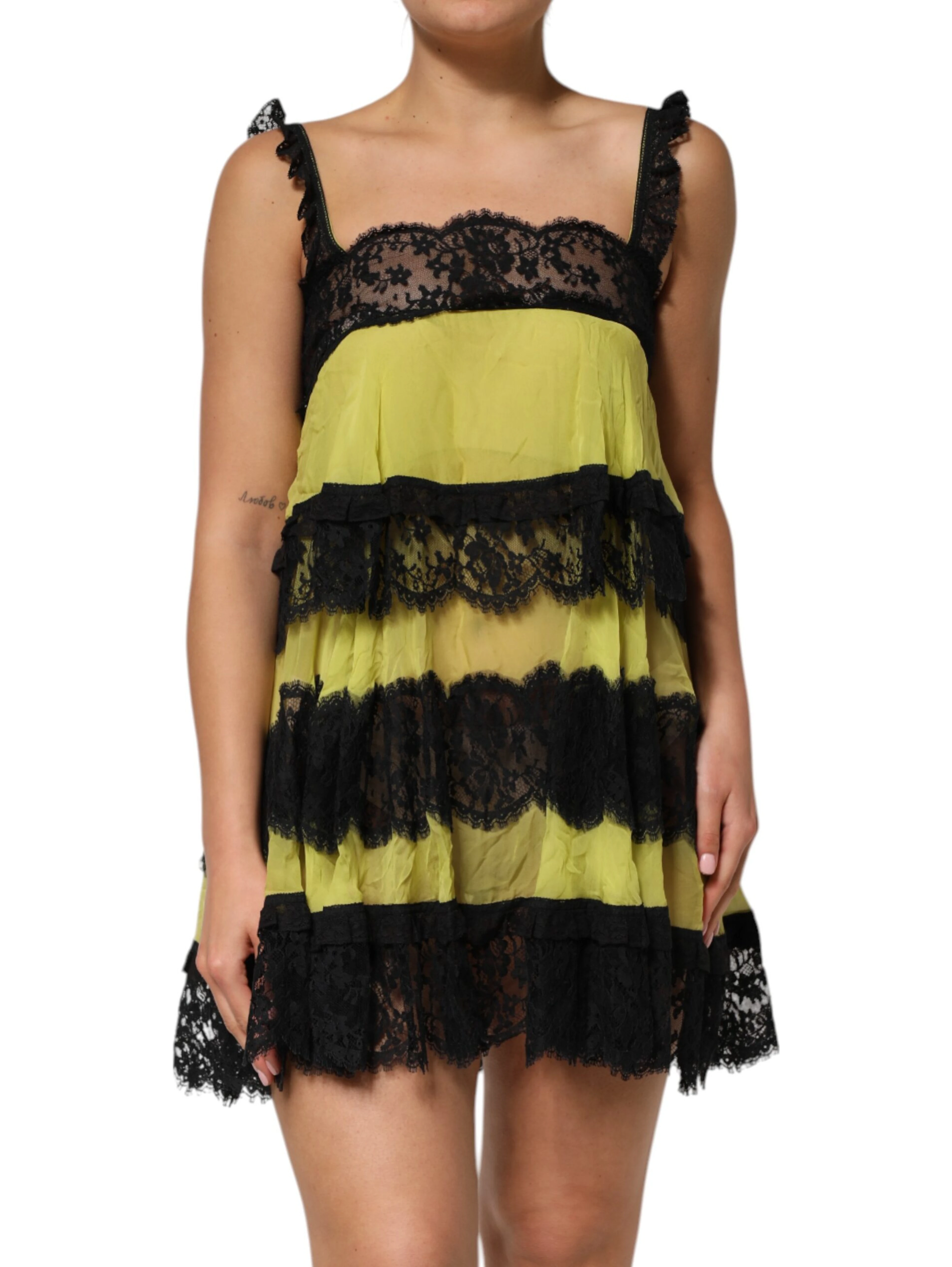 Yellow Black Babydoll Chemise Lingerie Dress