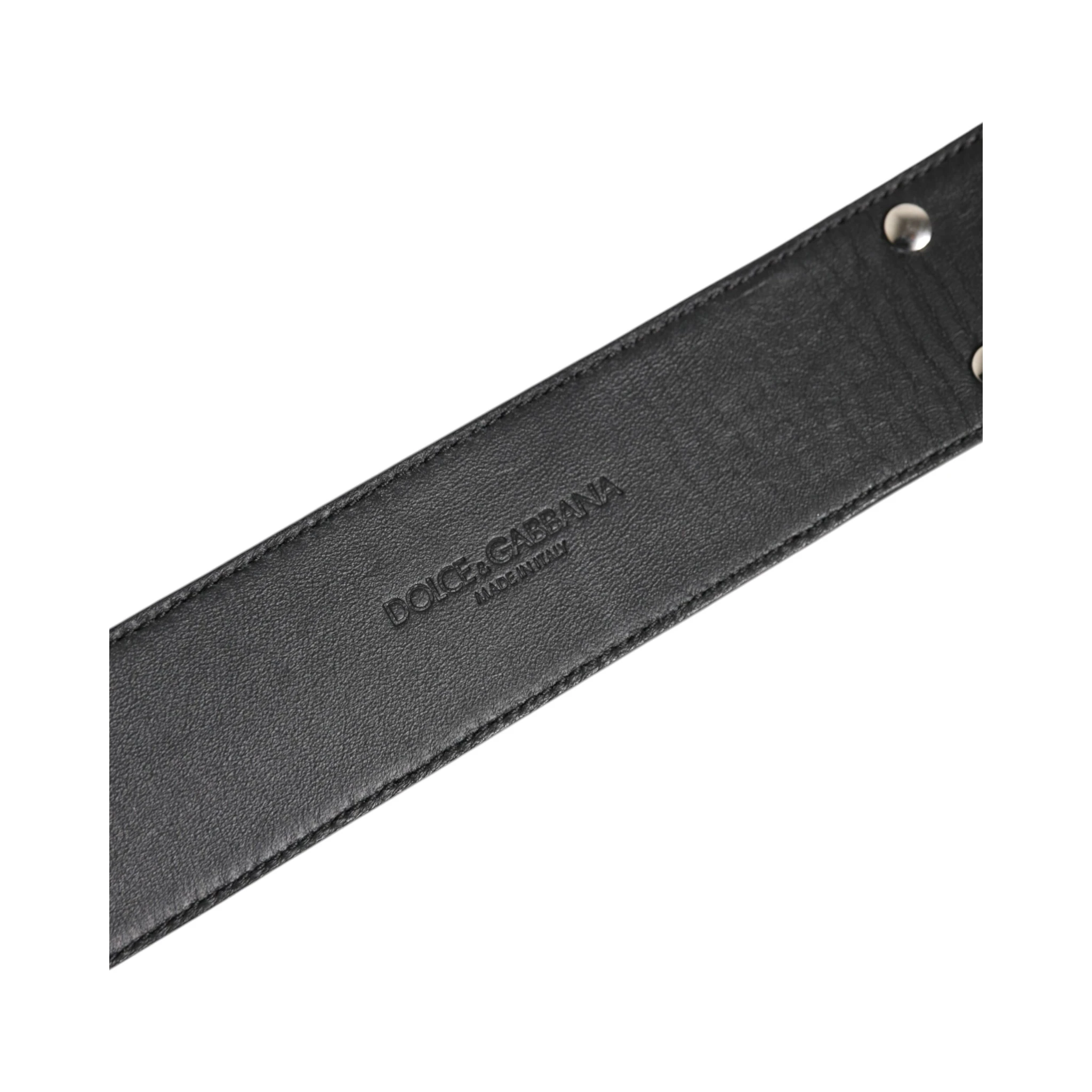 Silver Textured Leather Gold Tone Metal Neckband