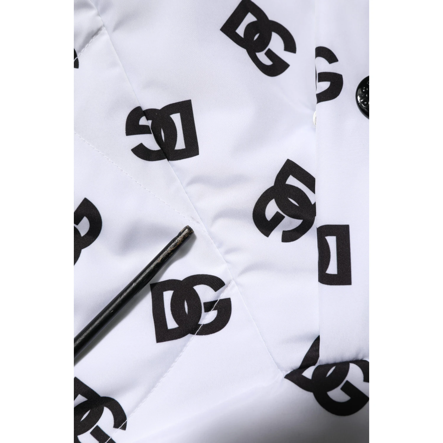 White DG Monogram Hooded Quilted Jacket