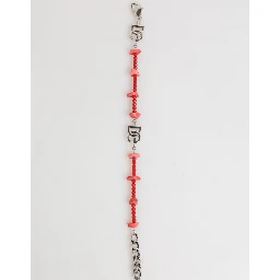 Silver Tone Brass Beaded Resin DG Logo Chain Men Bracelet