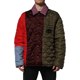 Multicolor Patchwork PolyesterQuilted Jacket