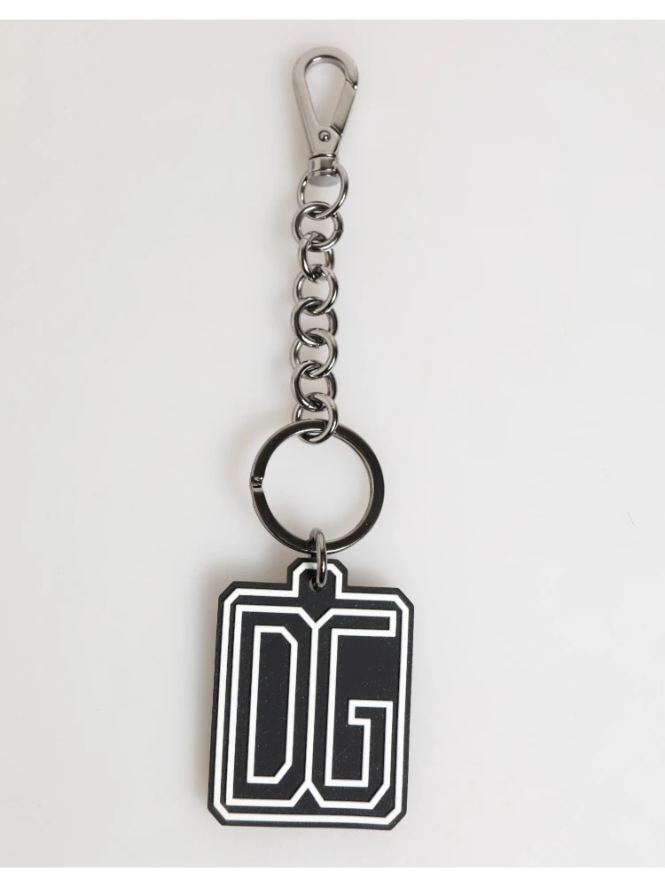 Black White DG Rubber Logo Silver Men Keychain Keyring alternative
