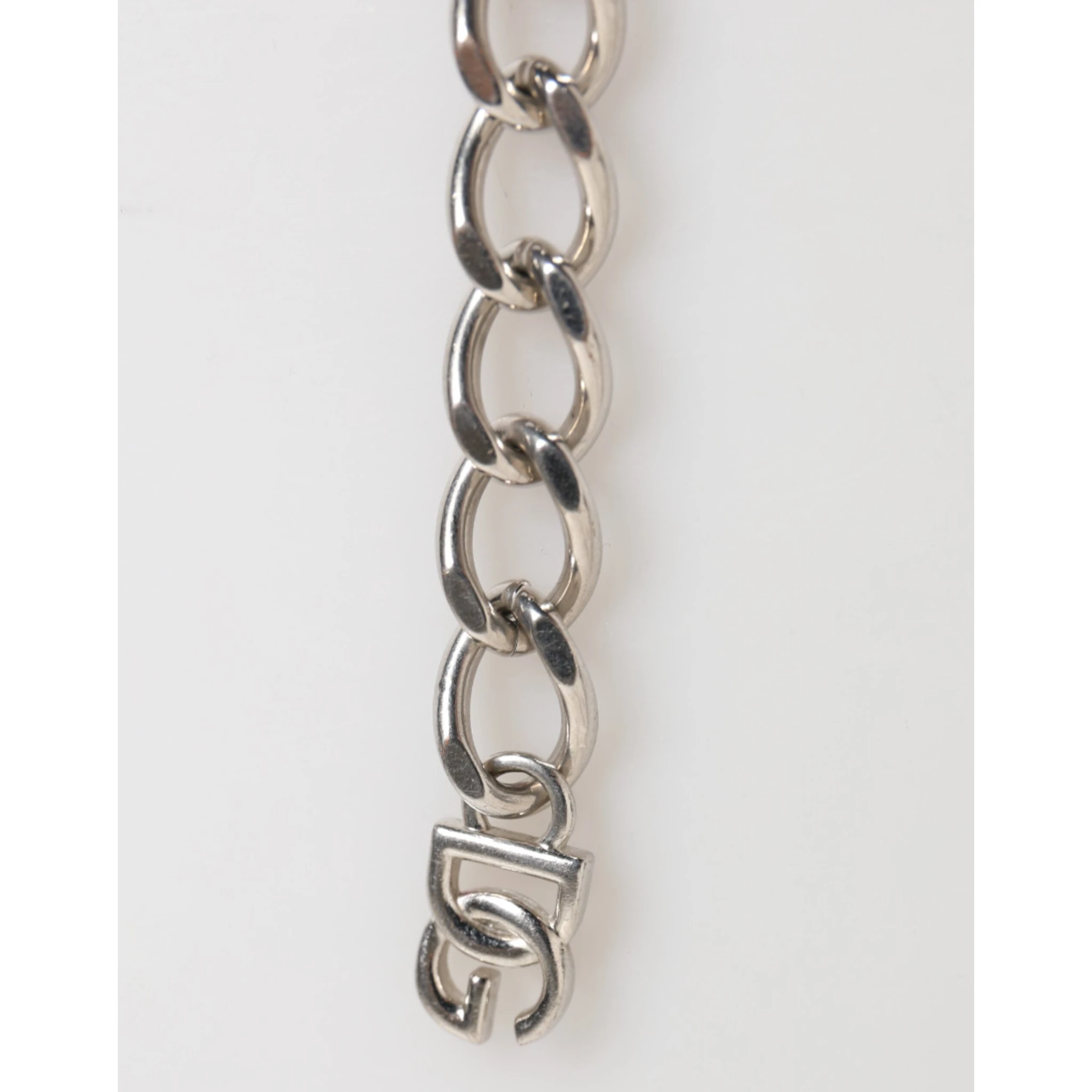 Silver Tone Brass Chain Lobster Clasp DG Logo Bracelet