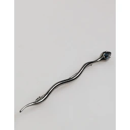 Black Brass Crystal Spilla Serpente Mens Brooch Pin