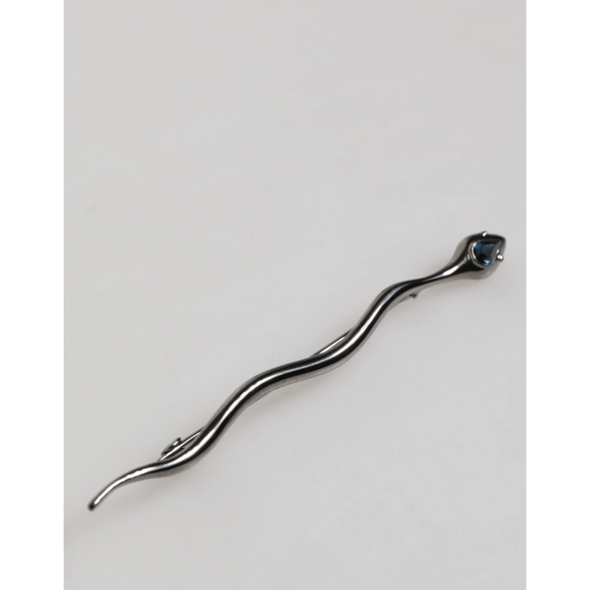 Black Brass Crystal Spilla Serpente Mens Brooch Pin