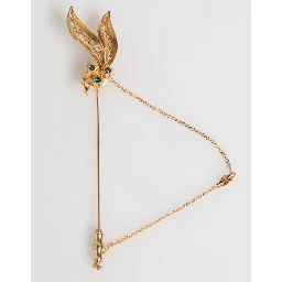 Gold Tone 925 Sterling Silver Crystal Chain Pin Brooch