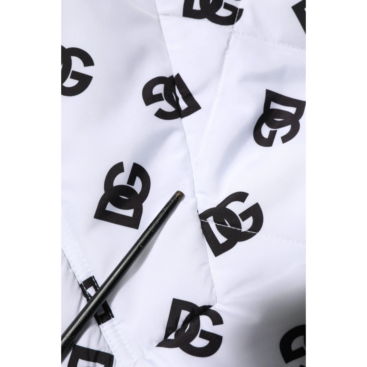 White DG Monogram Hooded Quilted Jacket