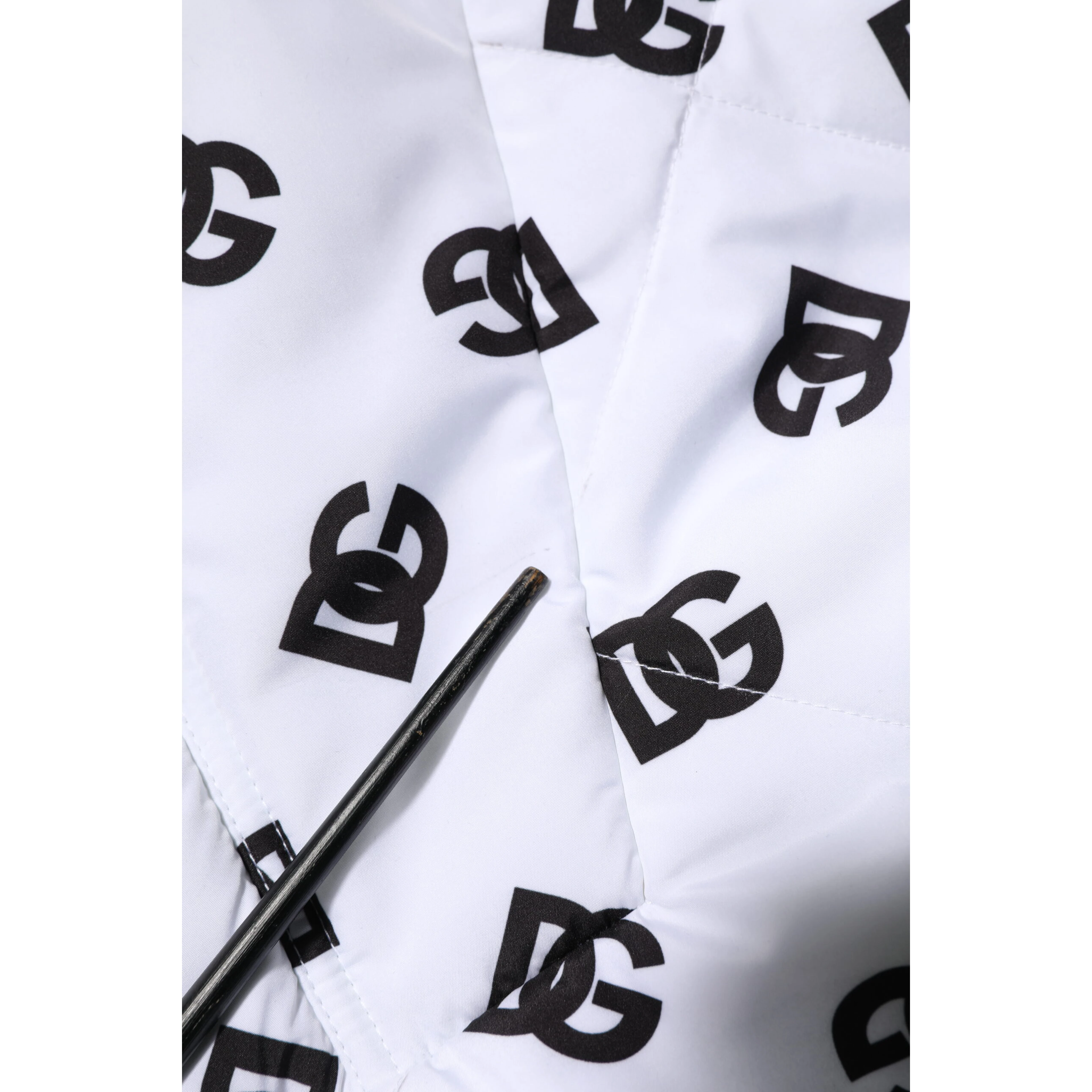White DG Monogram Hooded Quilted Jacket