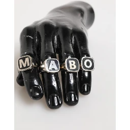 Silver Tone Brass Lettering Set 5 Pieces Adjustable Ring