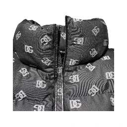 Black DG Monogram Full Zip Puffer Men Jacket
