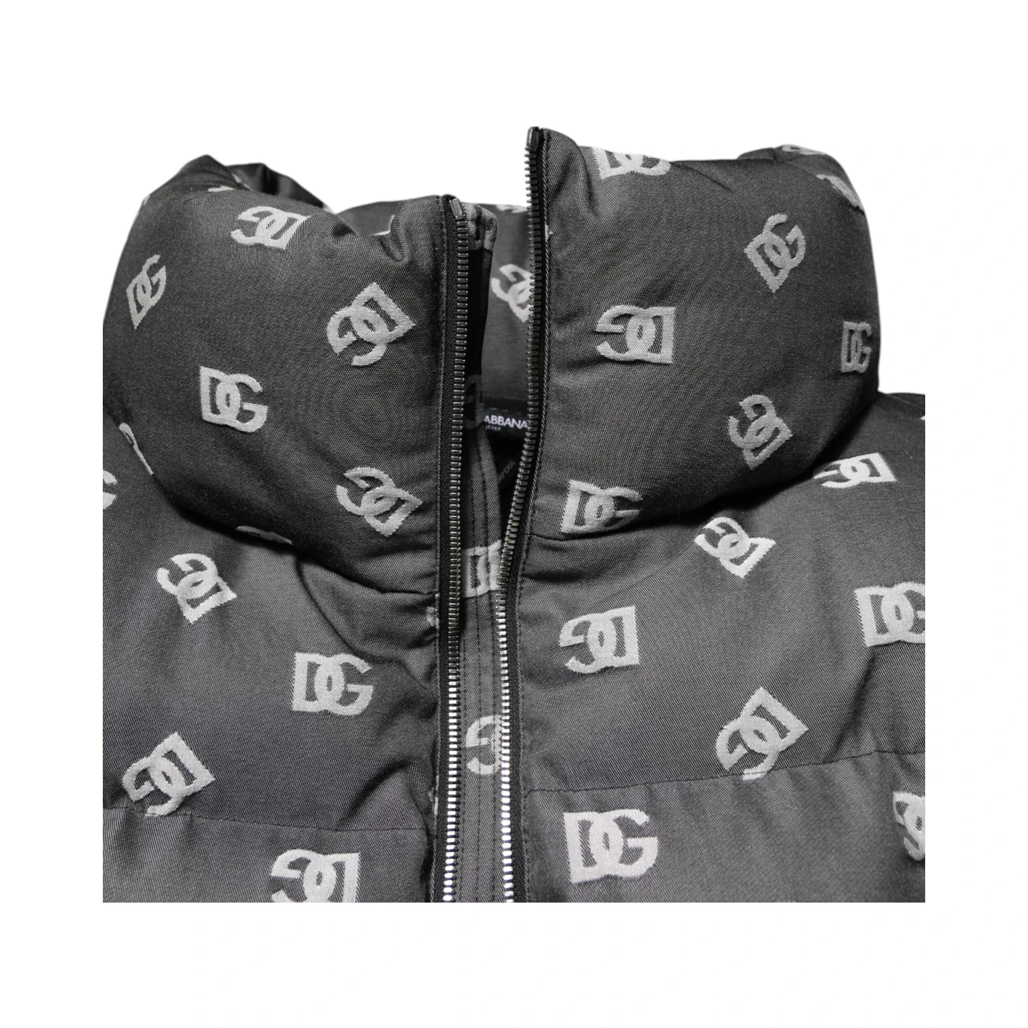 Black DG Monogram Full Zip Puffer Men Jacket