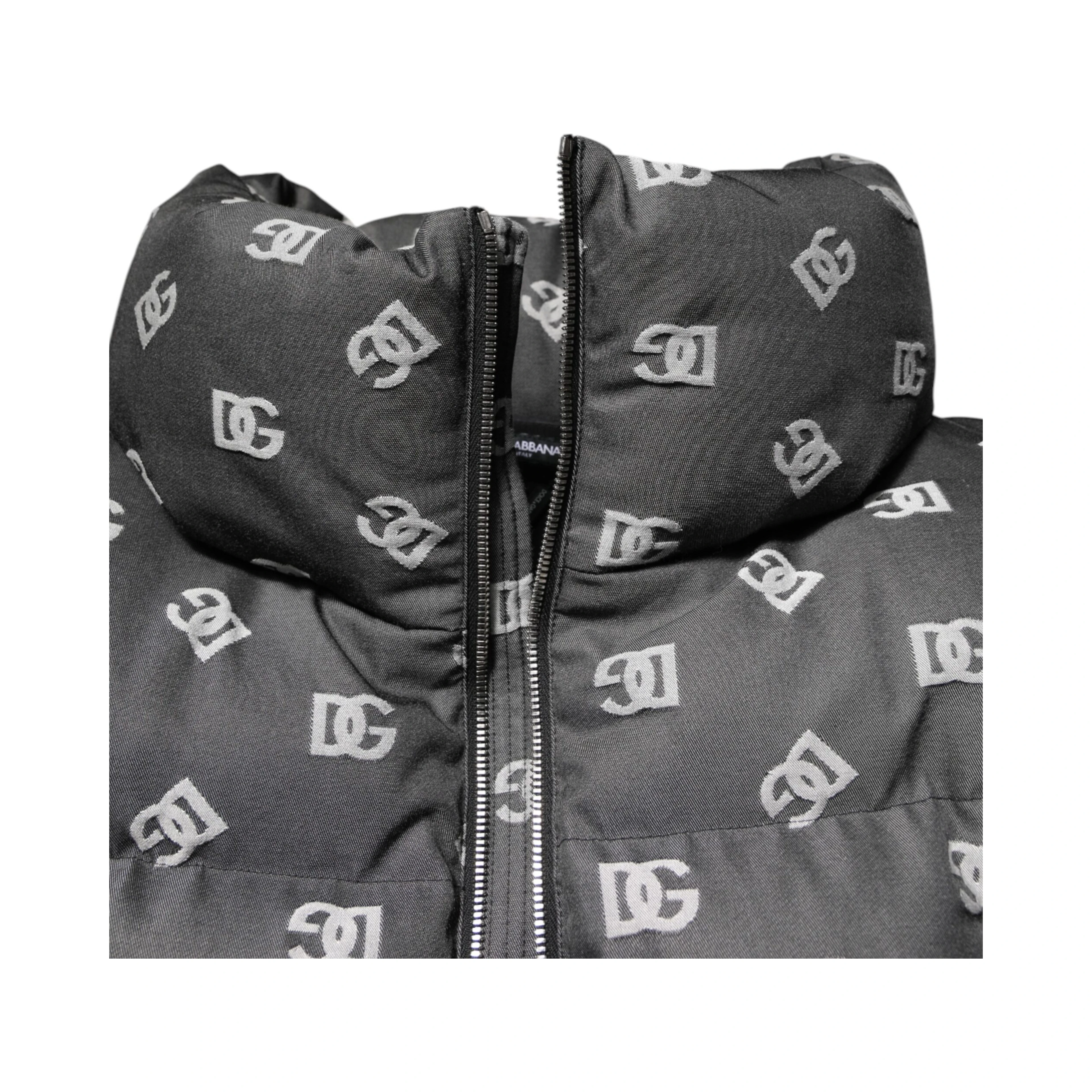 Black DG Monogram Full Zip Puffer Men Jacket