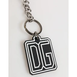 Black White DG Rubber Logo Silver Men Keychain Keyring