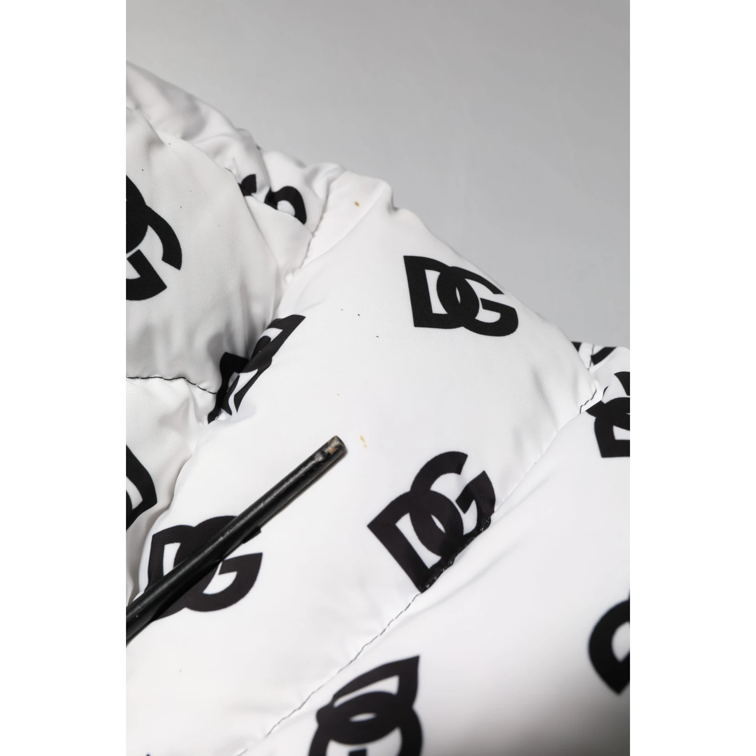 White DG Monogram Full Zip Quilted Jacket