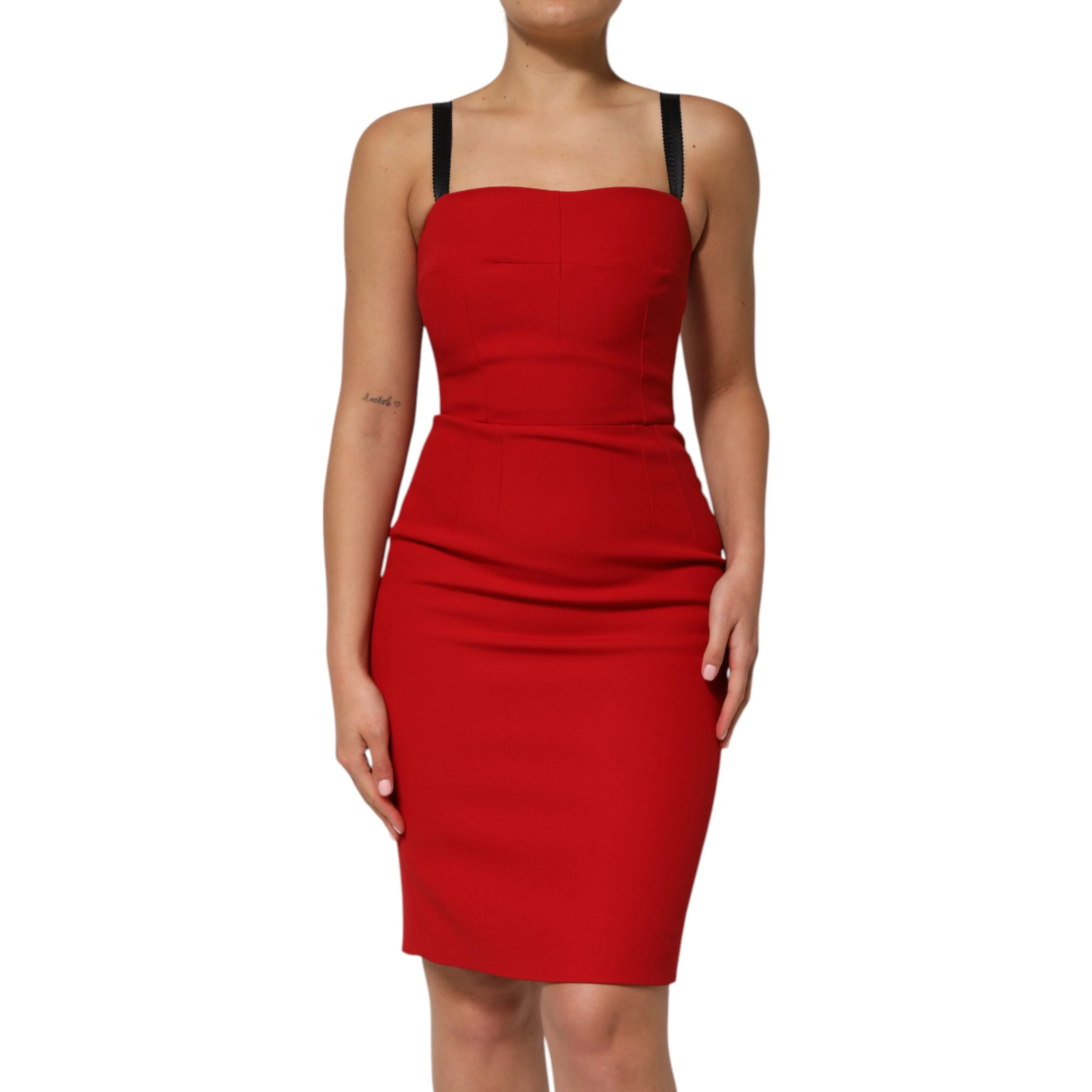 Red Stretch Bodycon Sheath Knee Length Dress