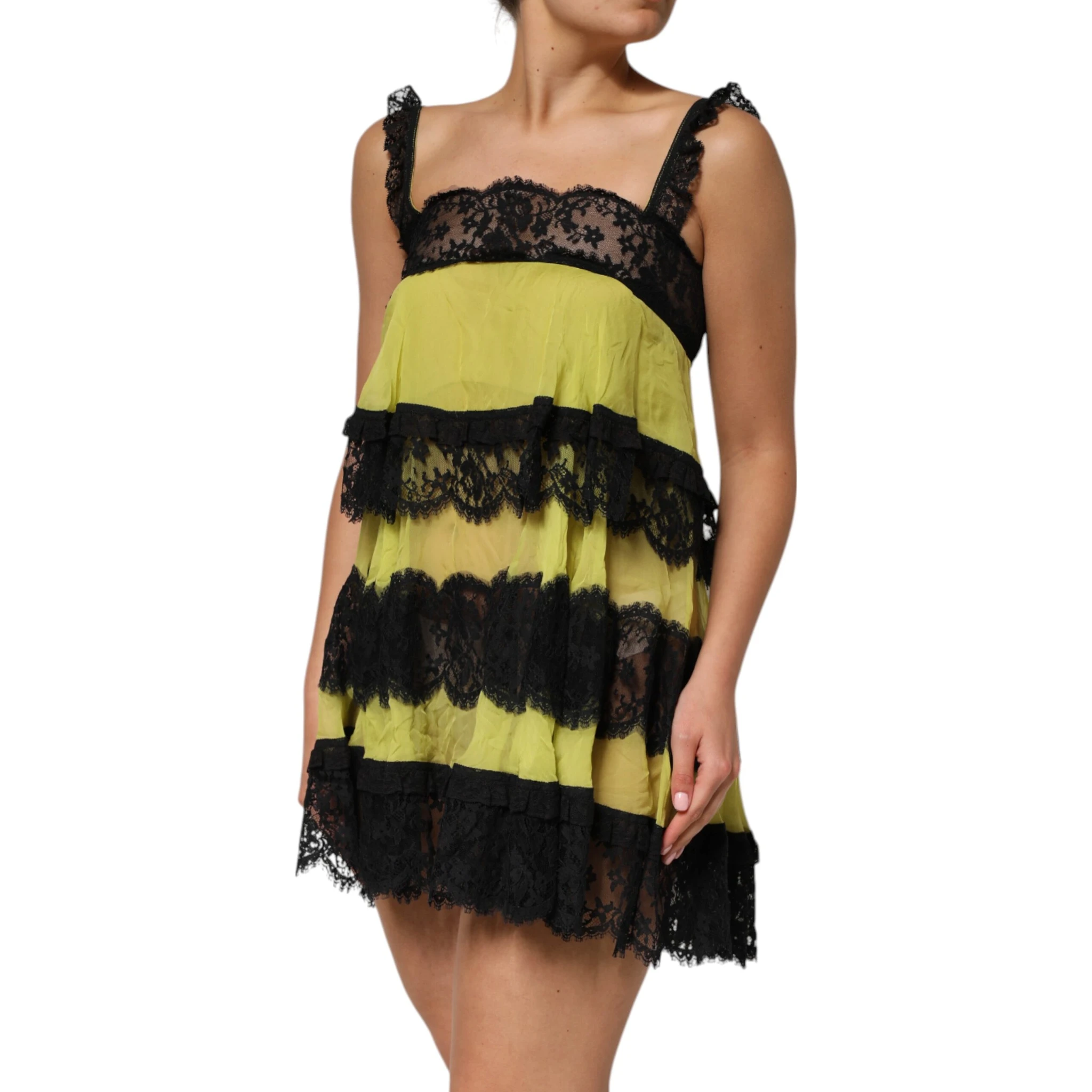 Yellow Black Babydoll Chemise Lingerie Dress