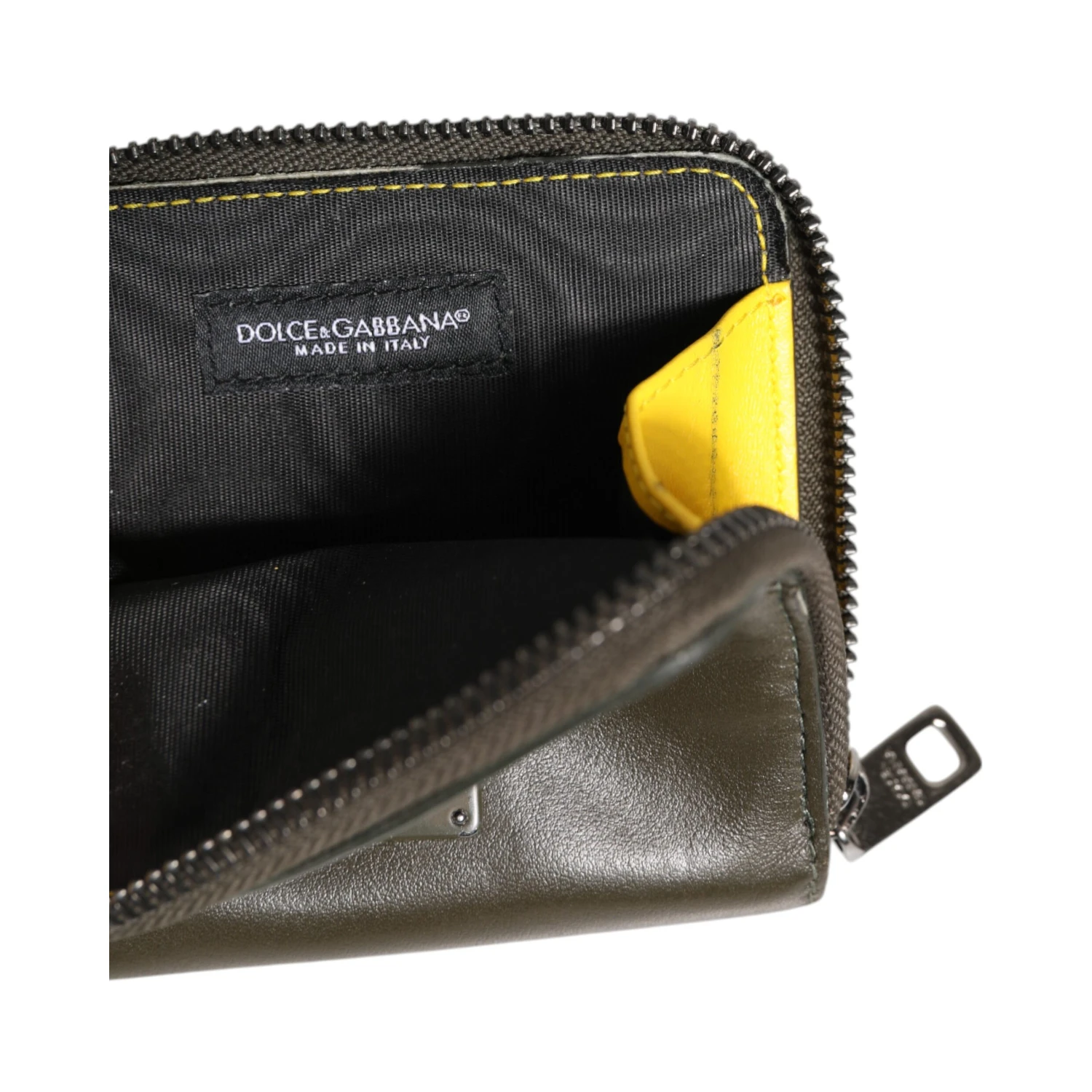 Brown Leather Logo Plaque Card Holder Coin Purse Wallet