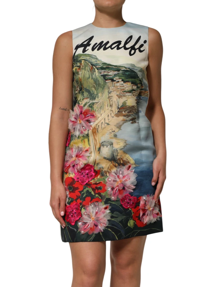 Multicolor Crystal Embellished Mini Dress