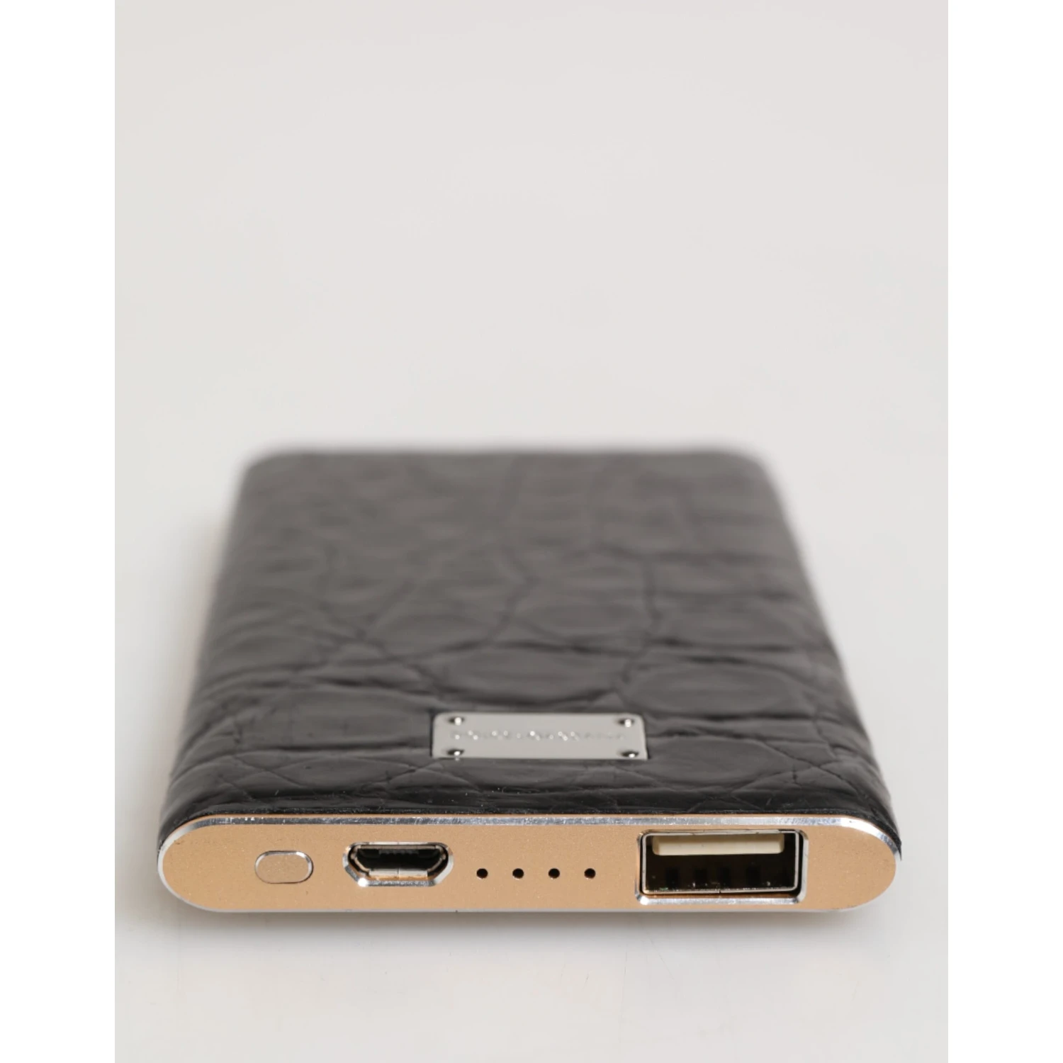 Black Leather Exotic Skin 3000mAh Power Bank Charger USB