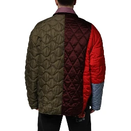 Multicolor Patchwork PolyesterQuilted Jacket