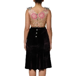 Black Velvet Flower Embellishment Aline Dress
