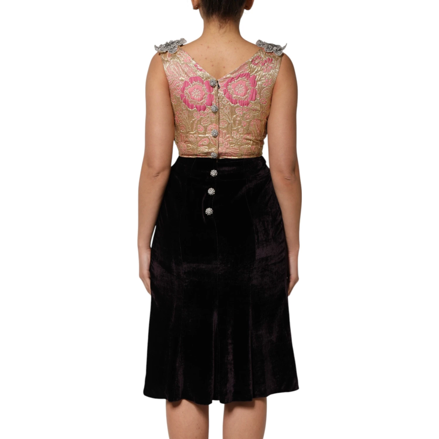 Black Velvet Flower Embellishment Aline Dress