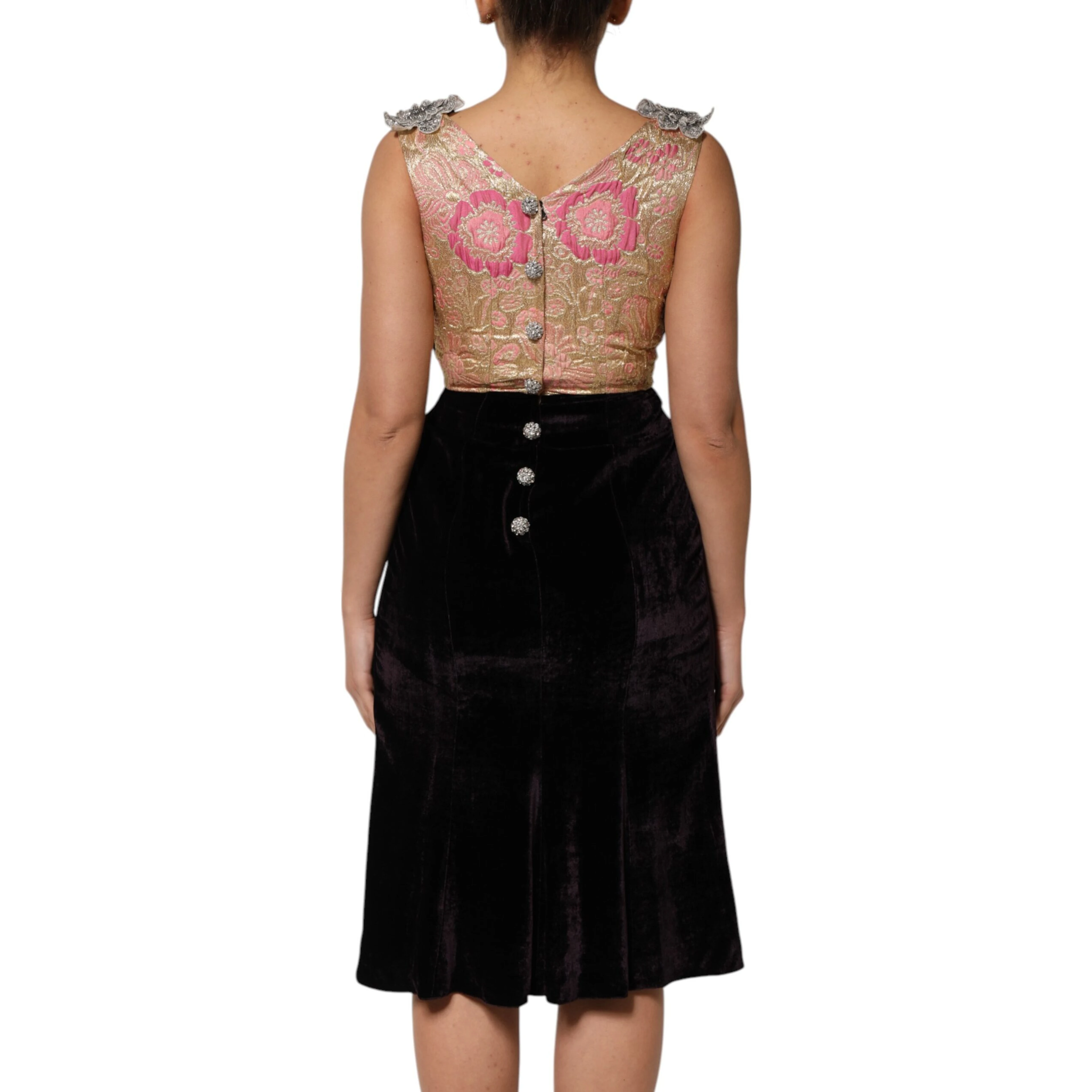 Black Velvet Flower Embellishment Aline Dress