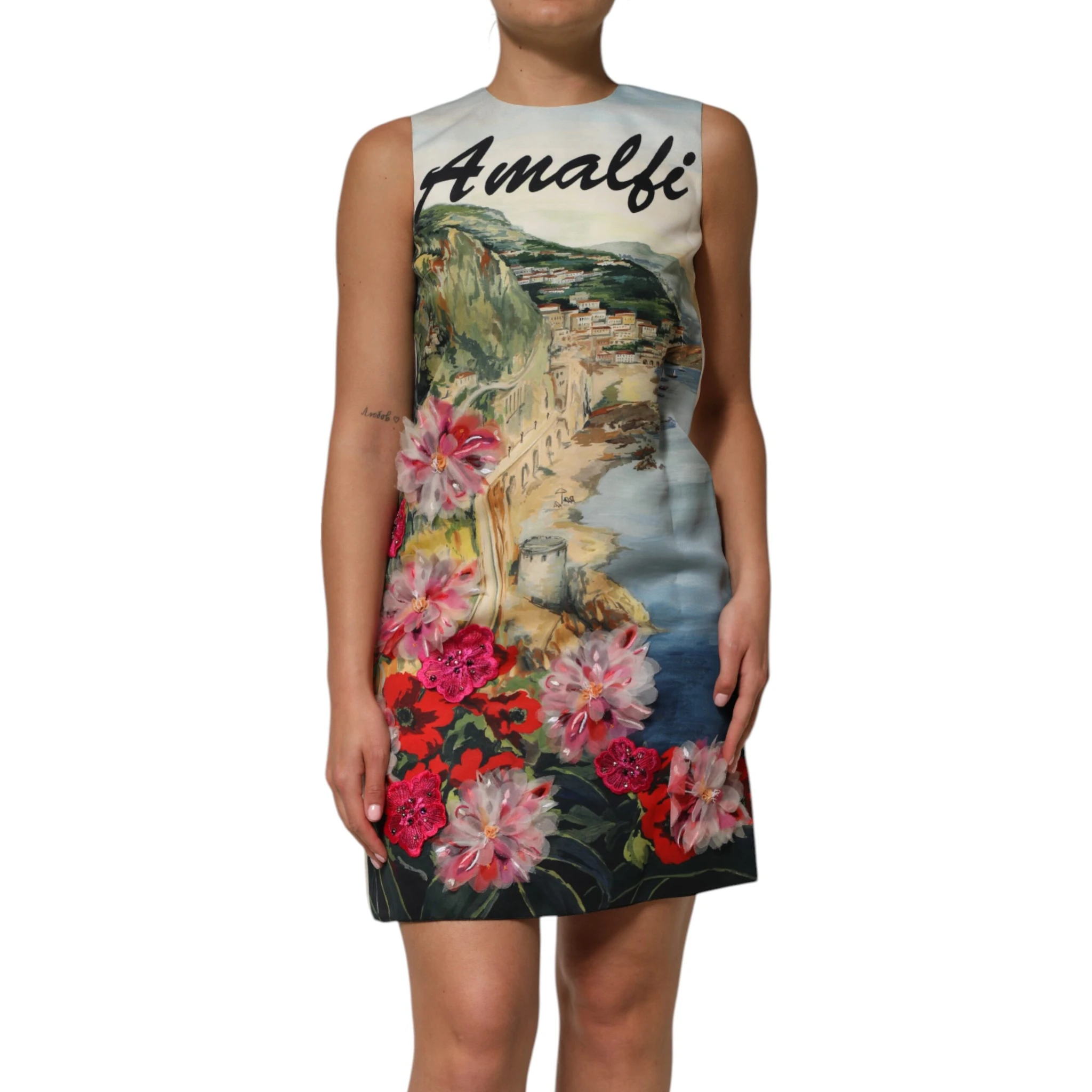 Multicolor Crystal Embellished Mini Dress