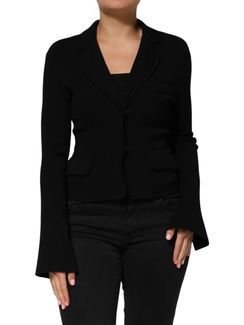 Black Viscose Single Breasted Blazer Jacket