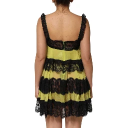 Yellow Black Babydoll Chemise Lingerie Dress