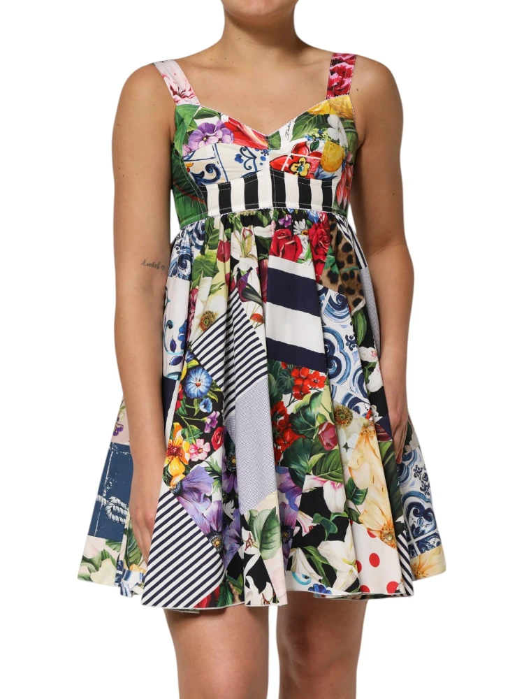 Multicolor Patchwork Cotton AlineMini Dress alternative