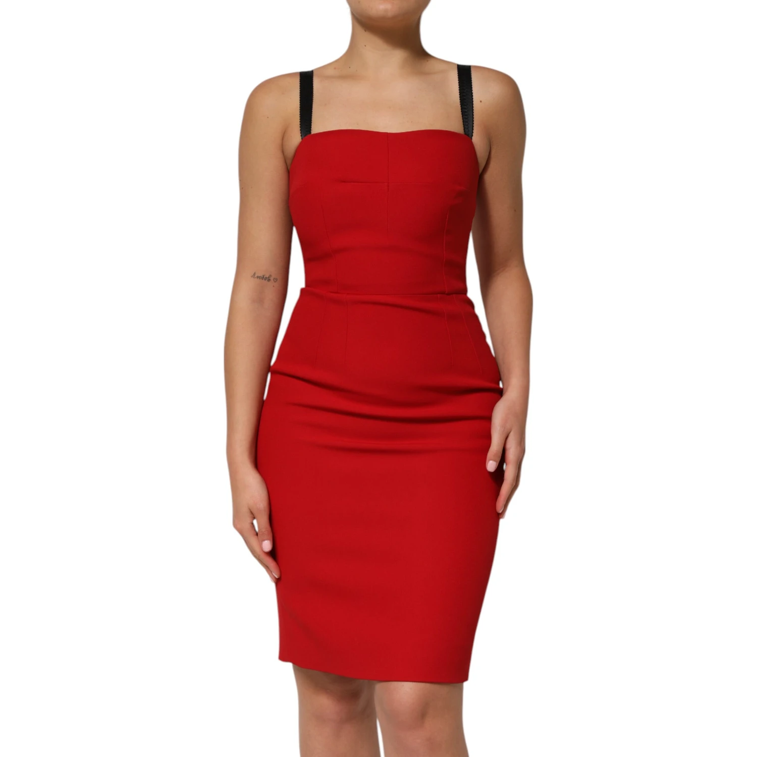 Red Stretch Bodycon Sheath Knee Length Dress