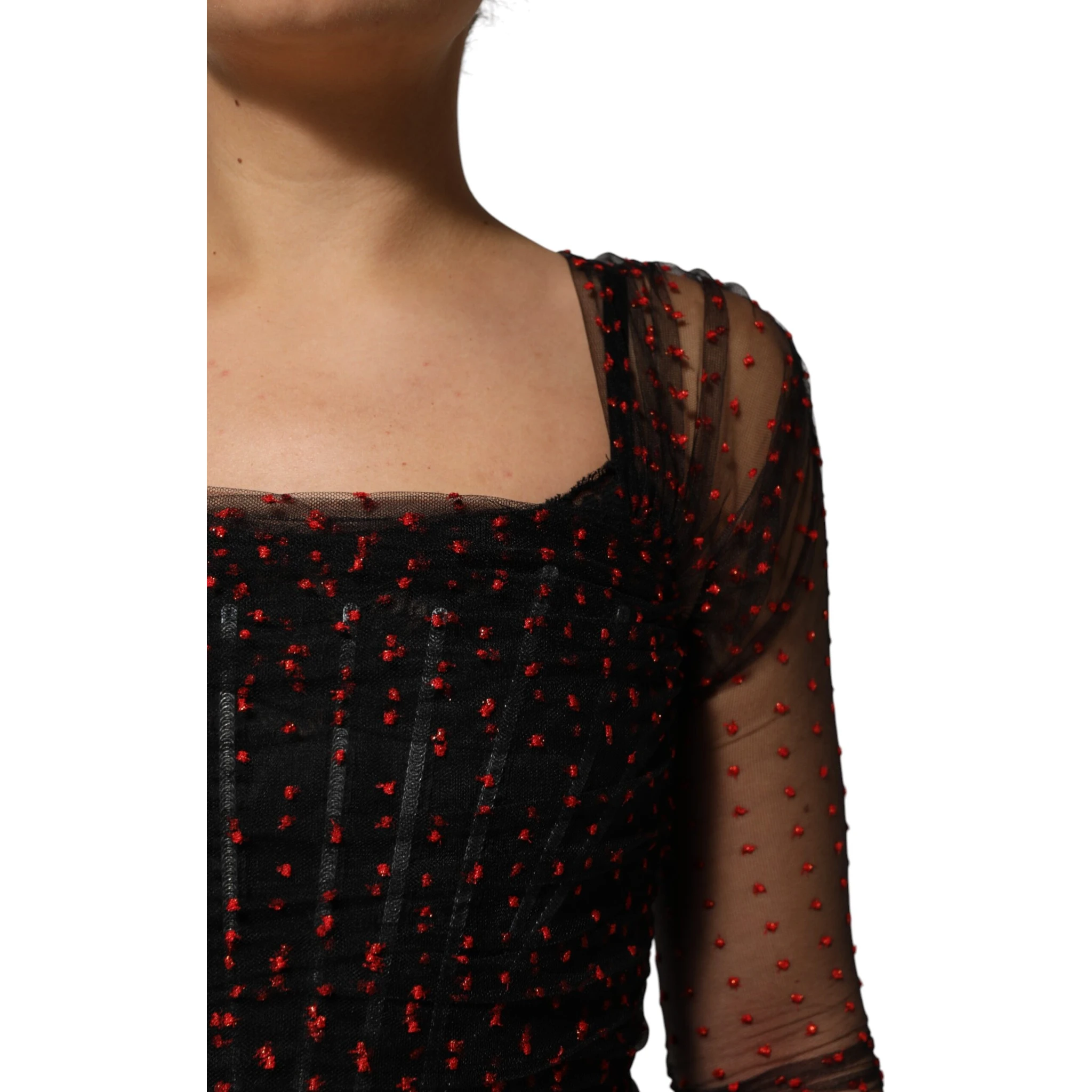 Black Lace Trim Long Sleeve Sheath Mini Dress