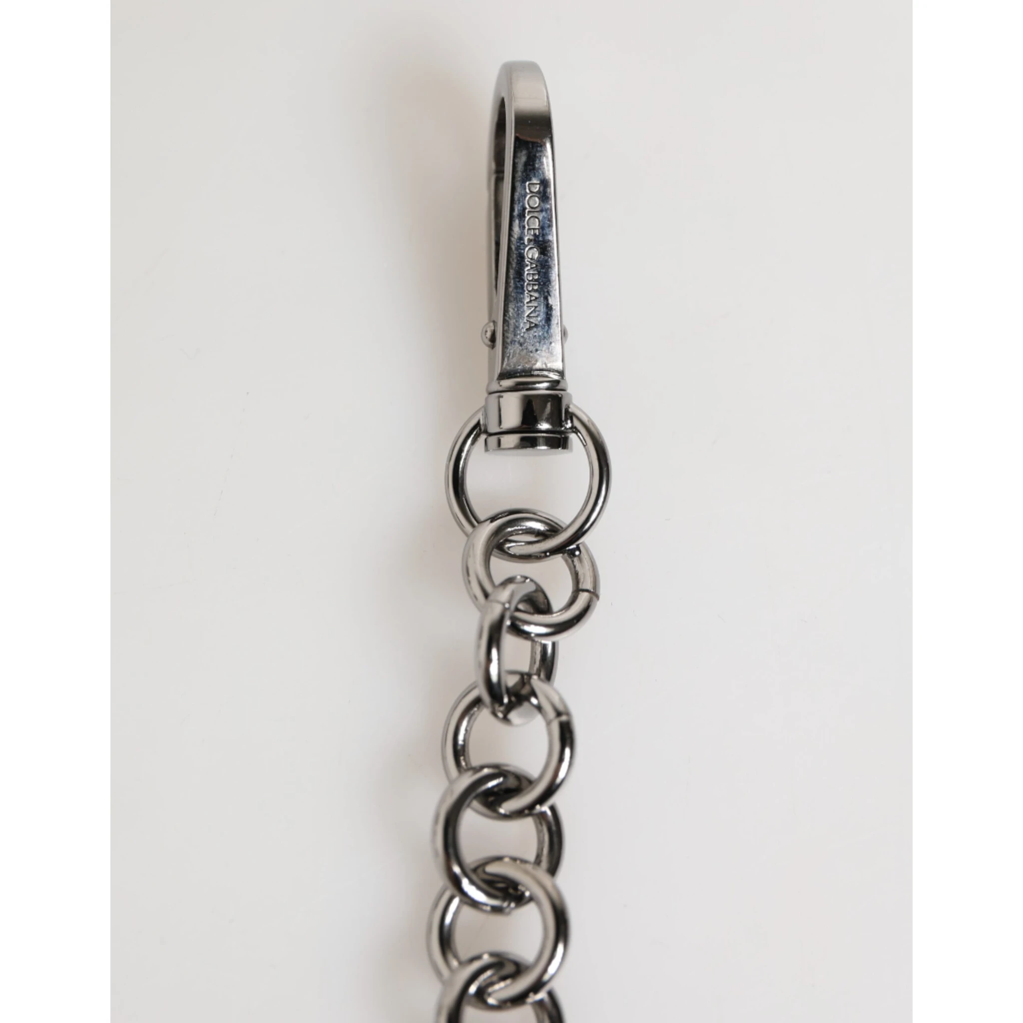 Black White DG Rubber Logo Silver Men Keychain Keyring