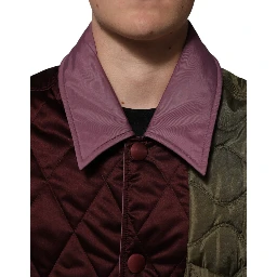 Multicolor Patchwork PolyesterQuilted Jacket