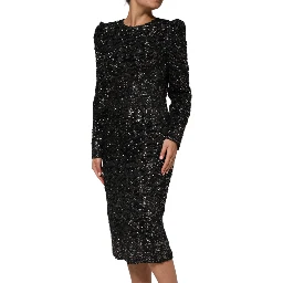 Black Sequin Bouclé Tweed Sheath Dress