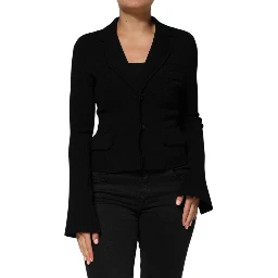 Black Viscose Single Breasted Blazer Jacket