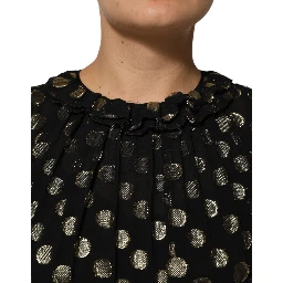 Black Gold Polka Dot Silk Brocade Mini Dress