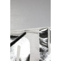 White Metallic Print Cotton CrewNeck T-shirt