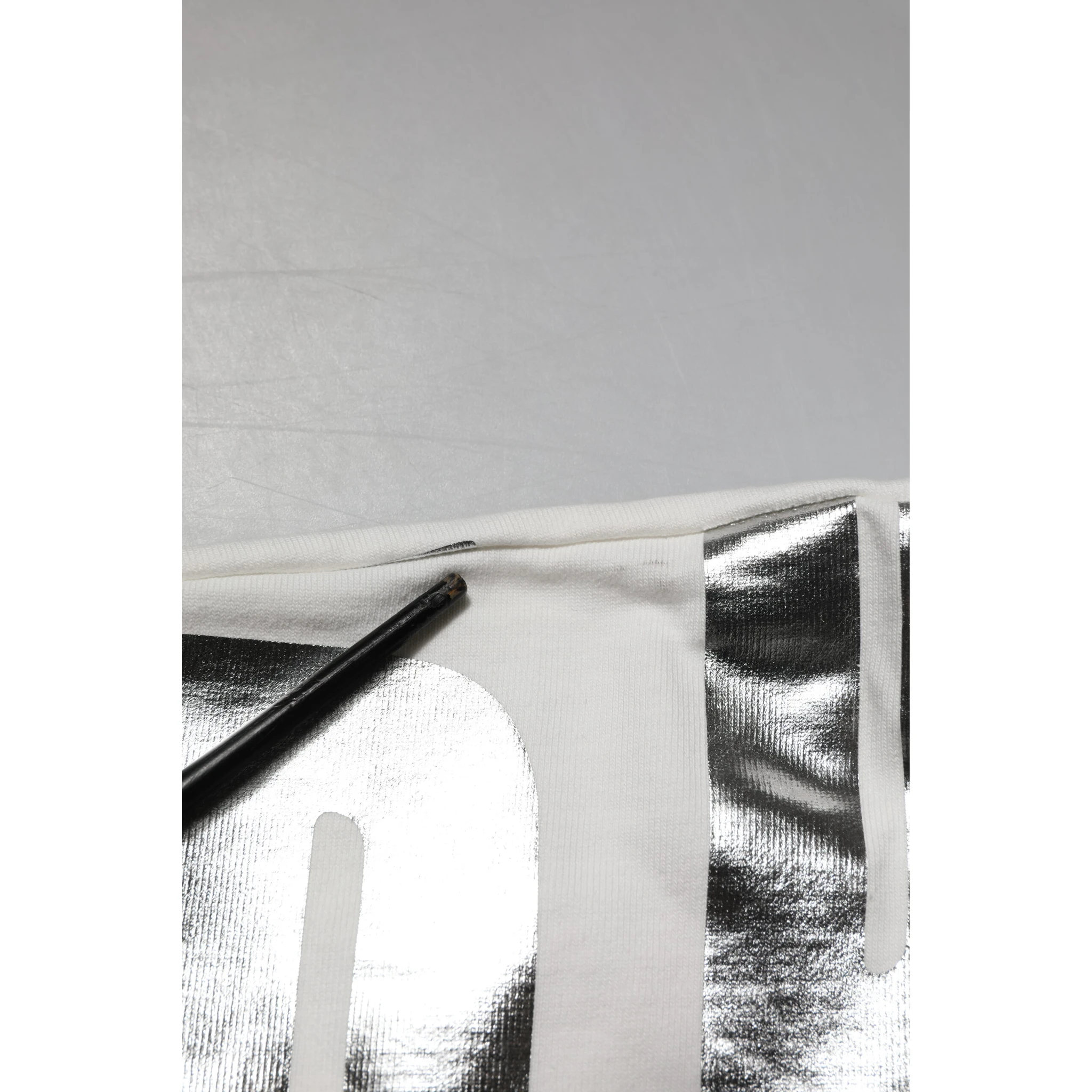 White Metallic Print Cotton CrewNeck T-shirt