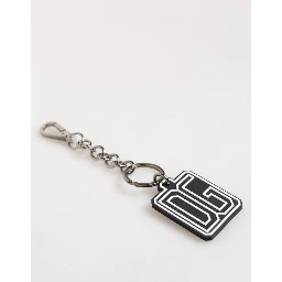 Black White DG Rubber Logo Silver Men Keychain Keyring