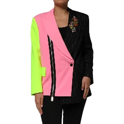 Multicolor Patchwork Embellished Coat Jacket