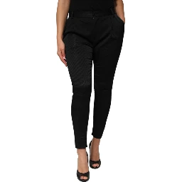 Black Acetate HighWaist Tapered Trouser Pants